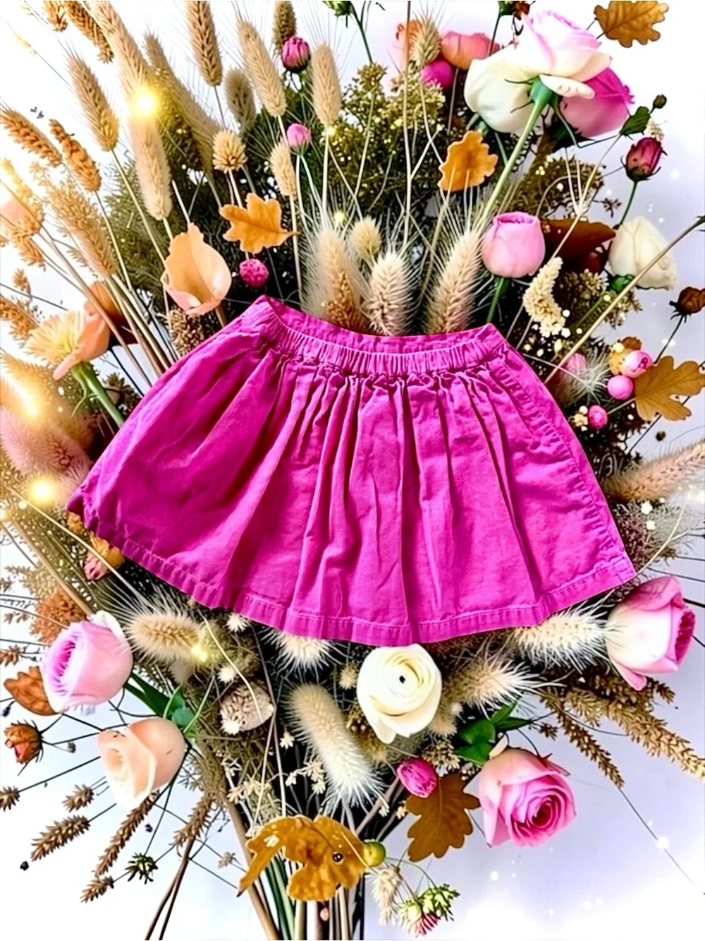 Mini Boden Girls Skirt 🦊 Medium Pink Corduroy Fox Pockets Size 4–5Y Like New